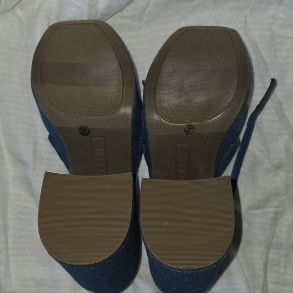 (J36) A.N.A. Blue Denium Wedge Heel Shoes with Textured Design - Picture 8 of 10